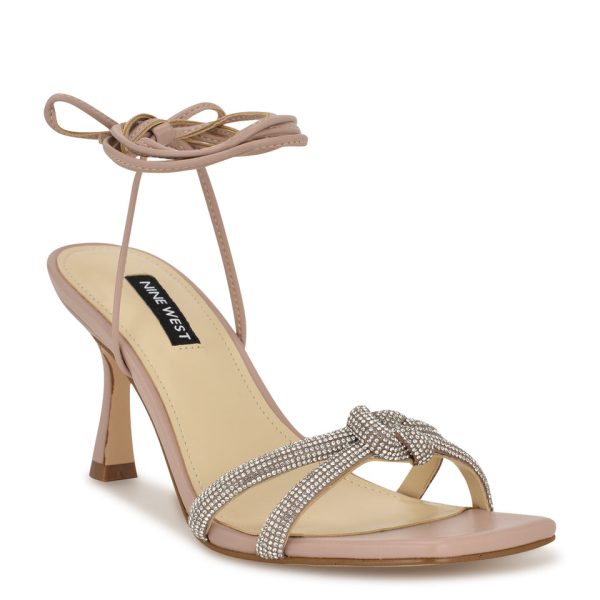 Raqchel Rhinestone Bow Ankle Wrap Sandals - Image 2