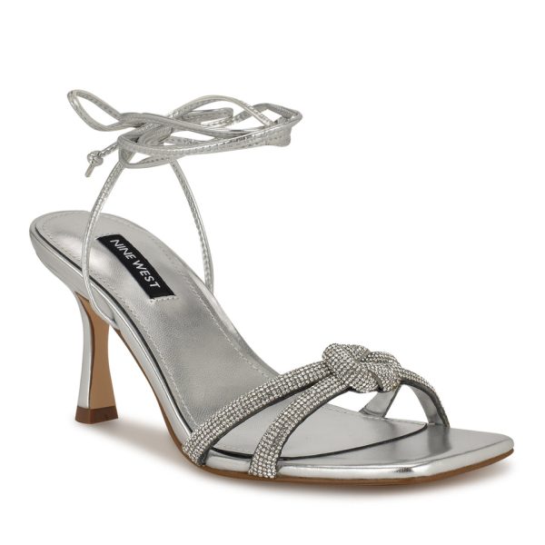 Raqchel Rhinestone Bow Ankle Wrap Sandals - Image 2